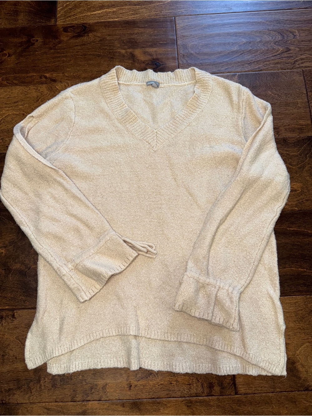 Charlotte Russe Cream V-Neck Knit Sweater
